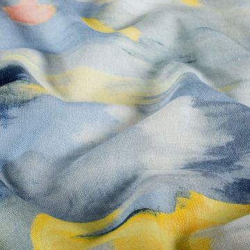 Viscose Linnen stof abstract Licht Blauw