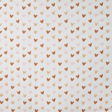 Tricot stof met hartje + goud