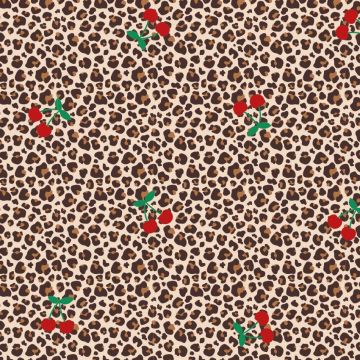 Tricot digitale print luipaard kersjes