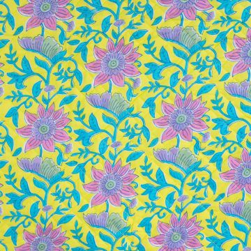 Katoen Combi patchwork stof bloemen lime