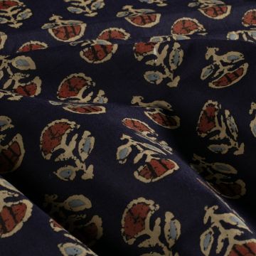 Batik Katoen bedrukt Bloemen marineblauw