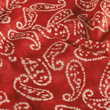 Batik Katoen bedrukt Paisley rood