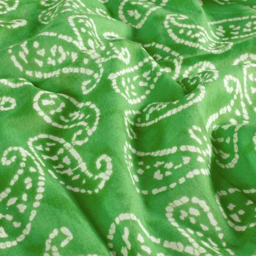 Batik Katoen bedrukt Paisley groen