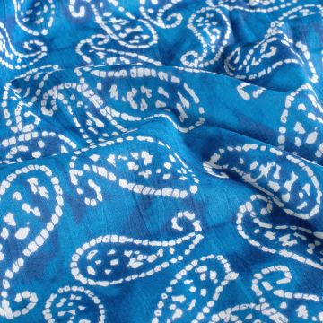 Batik Katoen bedrukt Paisley turkoois