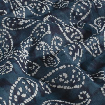Batik Katoen bedrukt Paisley blauw