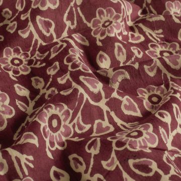 Batik Katoen bedrukt Bloem bordeaux