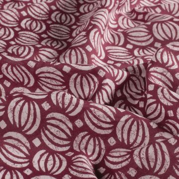 Batik Katoen bedrukt bladeren bordeaux