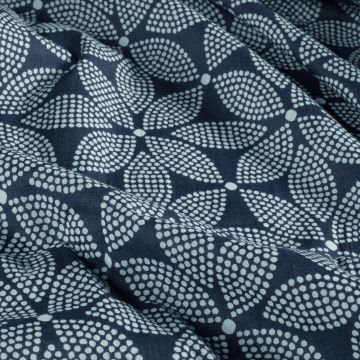 Batik Katoen bedrukt Bloemen Dots blauw