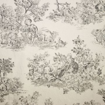 Vintage canvas Toile de Jouy grijs