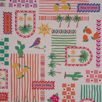 Linnen look digitaal print Hollyday
