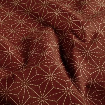 Katoen Poplin Stof Asanoha bordeaux