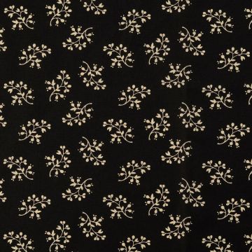 Katoen Poplin Stof Bedrukt Bloemen zwart