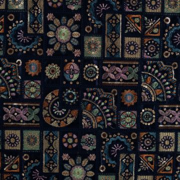 Luxe borduurstof patchwork marine