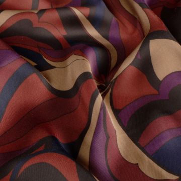 Satijn retro bloemen bordeaux-paars