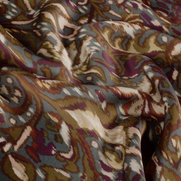 Satijn abstract paisley multicolor olijfgroen