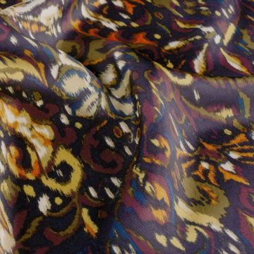 Satijn abstract paisley multicolor marine blauw