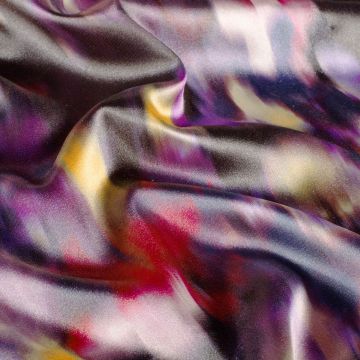 Satijn abstract aquarel paars multicolo