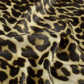 Satijn velvet leopard olijfgoud