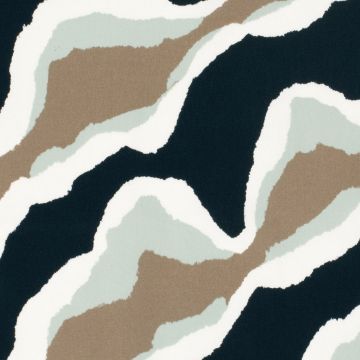 Stretch poplin abstract wave marine