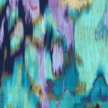 Katoen satijn abstract brush turquoise