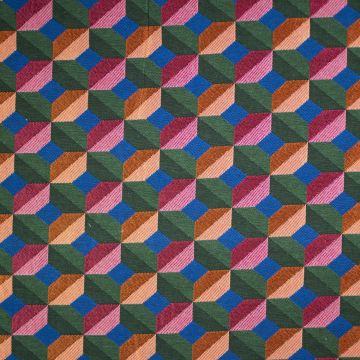 Jacquard Cubes groen oranje