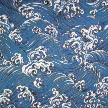 Jacquard Japanse golven ocean blue