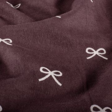 Flanel stof bedrukt Strikjes Aubergine