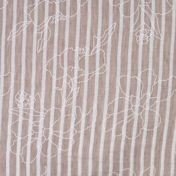 Linnen look stof beige bloemen print