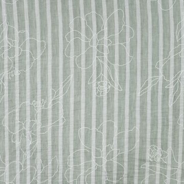 Linnen look stof streep pastel groen bloem