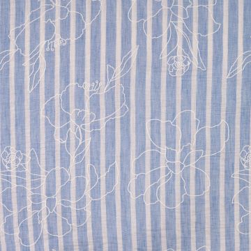 Linnen look stof licht blauw bloemen