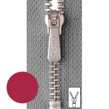 Prym Ritssluiting Metaal 4mm Zilver (niet deelbaar) Donker Rood #752 22 cm