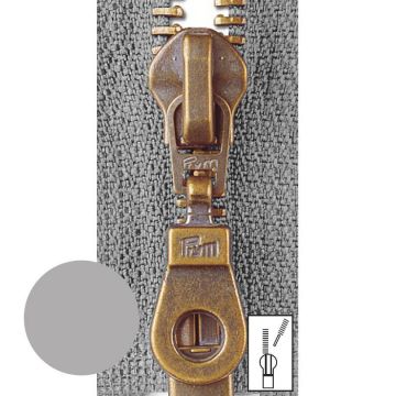 Prym Ritssluiting Metaal 6mm Antiek Messing Deelbaar Midden Grijs #004 40 cm
