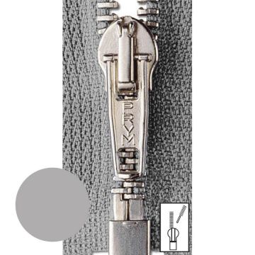 Prym Ritssluiting Metaal 6mm Zilver Deelbaar Midden Grijs #004 55 cm
