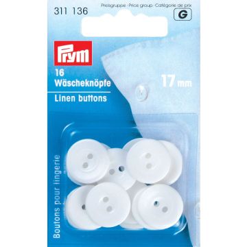 PRYM Linnen knopen KST 17 mm wit 311136