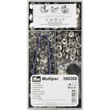 PRYM Drukknopen Anorak MS 15 mm zilverkleurig 390260