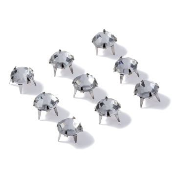Creatief Decor siernieten met strasstenen 7 mm zilverkleurig 12 st.