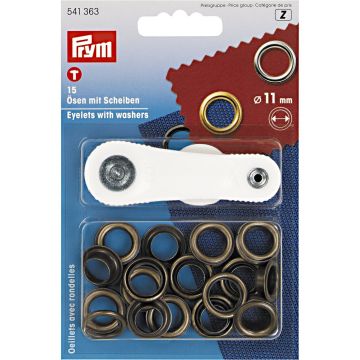 PRYM Ringen en schijven MS 11mm oudmessing 541363
