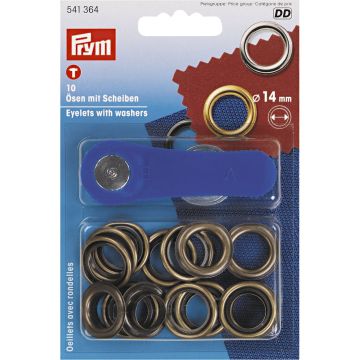 PRYM Ringen en schijven MS 14mm oudmessing 541364