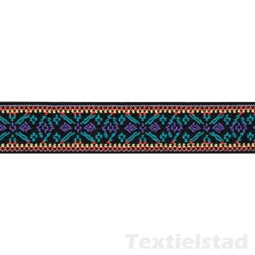 Elastiek Color 25 mm bloem lila/turkoois