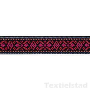 Elastiek Color 25 mm bloem rood / fuchsi