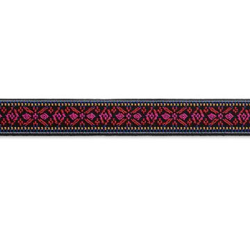 PRYM Elastiek Color 25mm bloem rood/fuchsia 957456