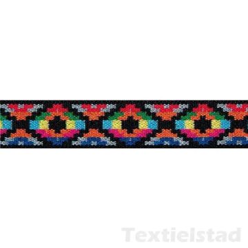 Elastiek Color 25 mm ethno geel~bont
