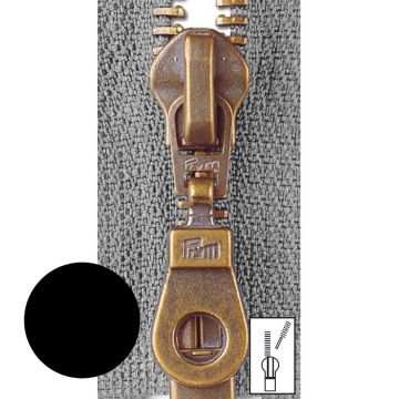 Prym Ritssluiting Metaal 6mm Antiek Messing Deelbaar Zwart #000 30 cm