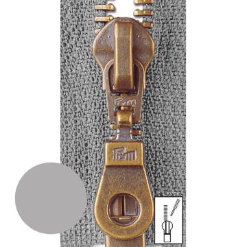Prym Ritssluiting Metaal 6mm Antiek Messing Deelbaar Midden Grijs #004 30 cm