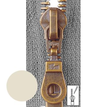 Prym Ritssluiting Metaal 6mm Antiek Messing Deelbaar Ecru #089 60 cm