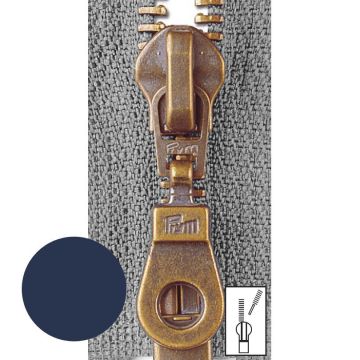 Prym Ritssluiting Metaal 6mm Antiek Messing Deelbaar Marine #210 50 cm