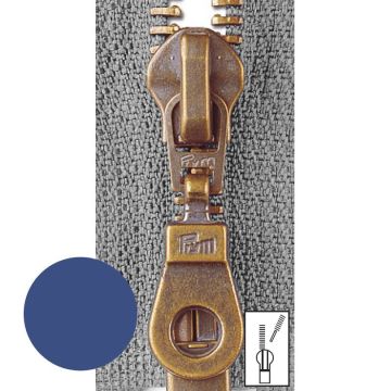 Prym Ritssluiting Metaal 6mm Antiek Messing Deelbaar nkt Blauw #223 30 cm