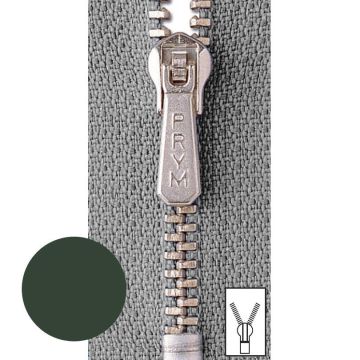 Prym Ritssluiting Metaal 4mm Zilver (niet deelbaar) Donker Groen #461 22 cm