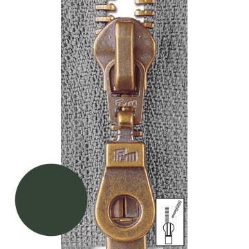 Prym Ritssluiting Metaal 6mm Antiek Messing Deelbaar Donker Groen #461 40 cm