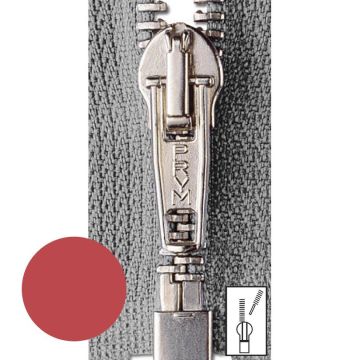 Prym Ritssluiting Metaal 6mm Zilver Deelbaar Rood #722 55 cm
